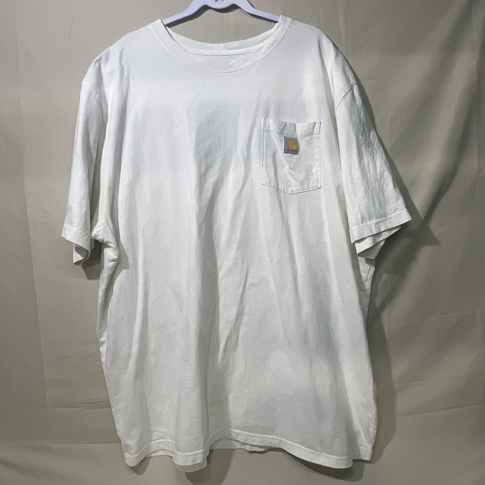 Carhartt - Loose Fit White Short Sleeve Pocket Shirt Mens Size 2XL Tall K87-M
